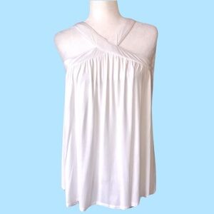 BOUTIQUE ITEM- WHITE TANK TOP WITH X-NECK DETAIL